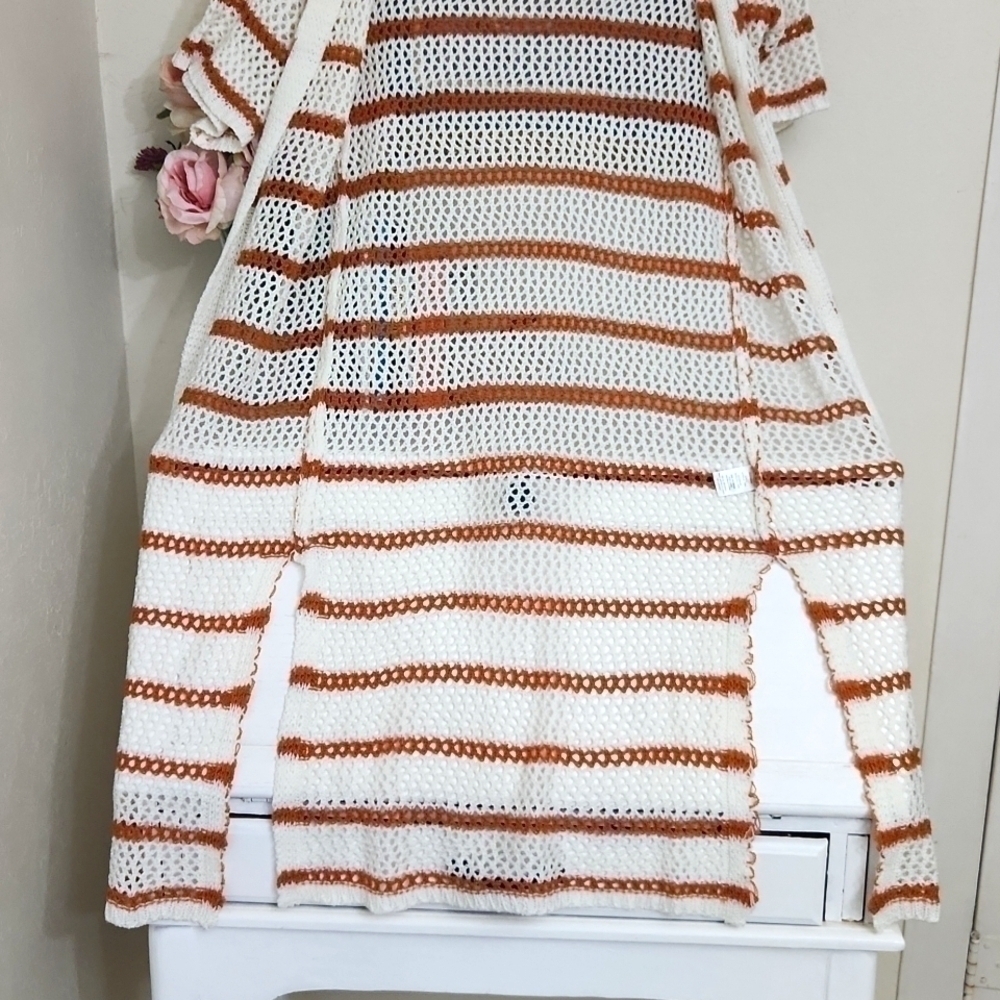 Crotchet Long line Cover Up Duster Photo's Medium Beach Cruise Vacation - Picture 9 of 11